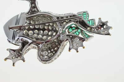 Lot 16 - Diamond, ruby and emerald set frog brooch