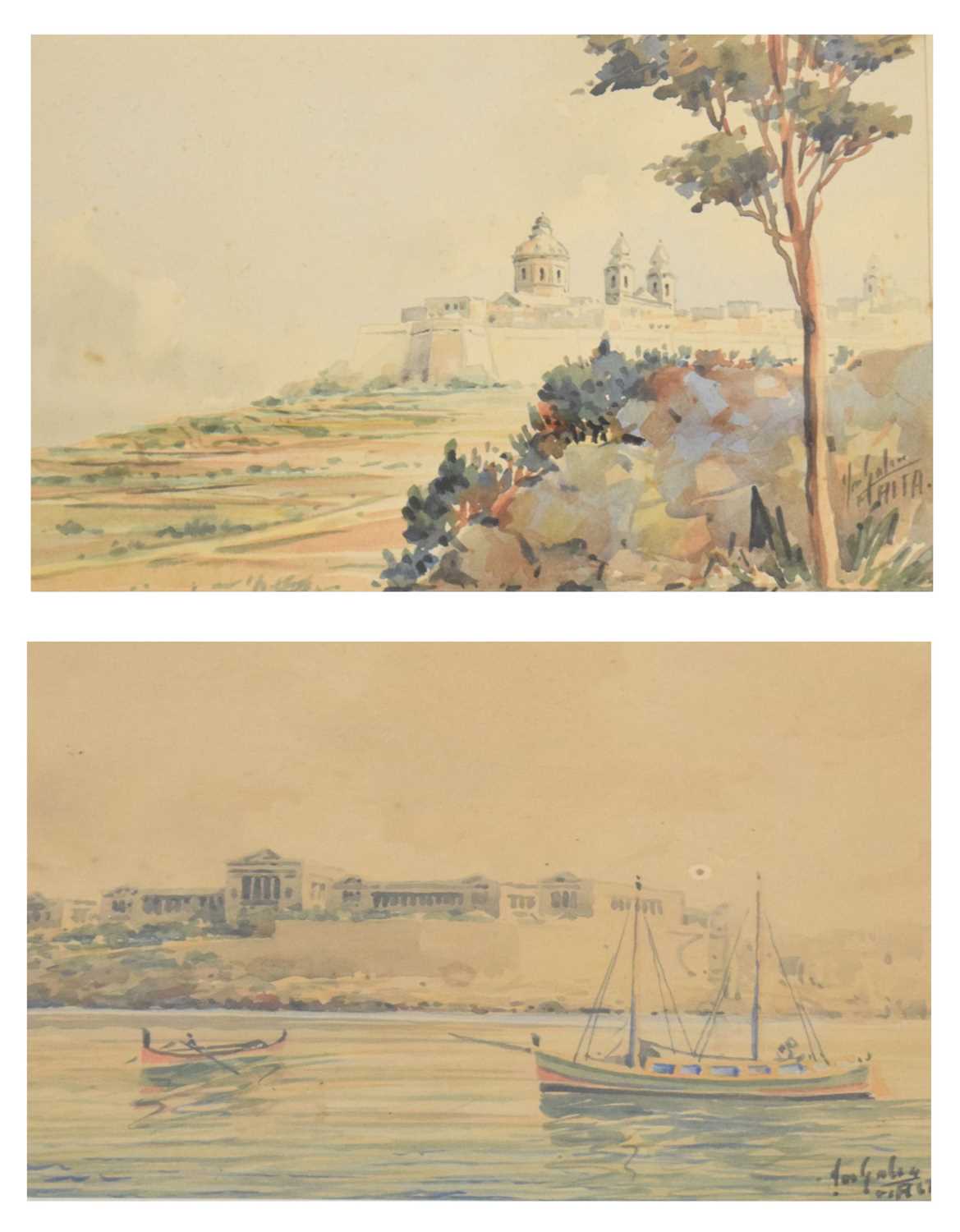 Lot 570 - Joseph Galea (1904-1985) - Two watercolours of Malta