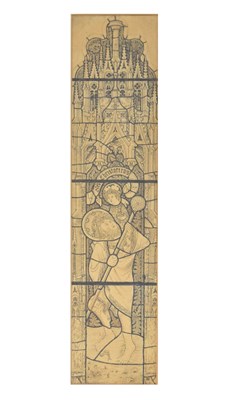 Lot 547 - Late 19th Century - Pen and ink stained glass window cartouche - St. Christoferus