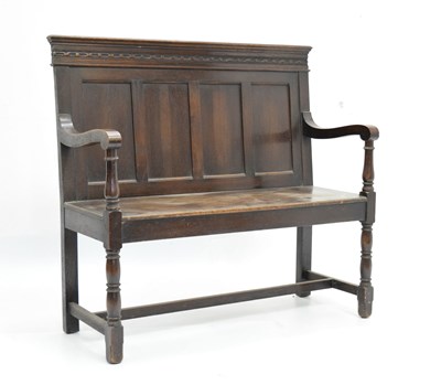 Lot 613 - Stained oak hall bench