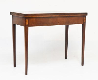 Lot 612 - Late Georgian inlaid mahogany table with fold over top