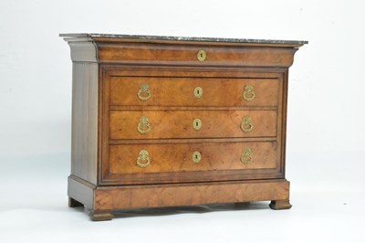 At Auction: Antique oak three-drawer chest with green marble top