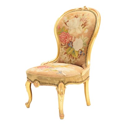 Lot 591 - Mid Victorian gilt framed chair