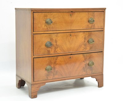 Lot 620 - Mahogany diminutive chest of three long drawers