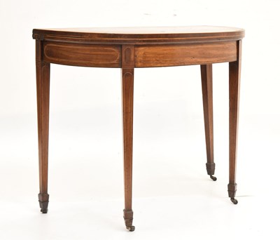 Lot 625 - Early 19th Century inlaid mahogany demi-lune card table