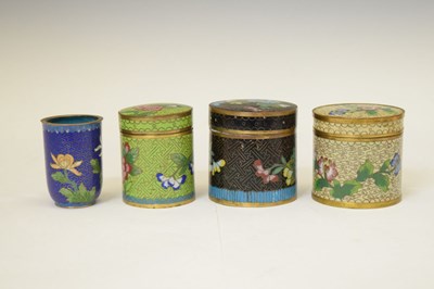 Lot 502 - Small collection of Chinese cloisonne enamel covered jars, etc.