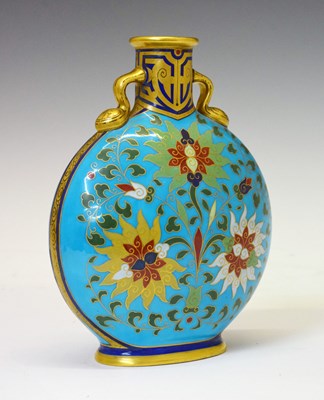 Lot 415 - Aesthetic influence turquoise and gilt ground moon flask