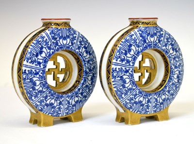 Lot 416 - Pair of Royal Worcester miniature moon flasks