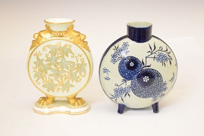 Lot 441 - Moon flask, painted in the manner of Kate Greenaway, etc.