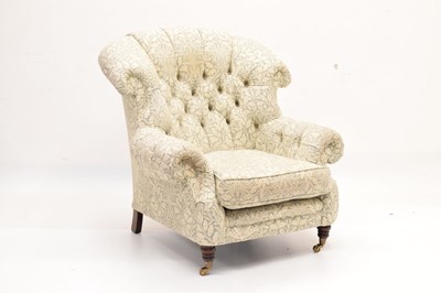 Lot 615 - Button-back armchair upholstered in William Morris fabric