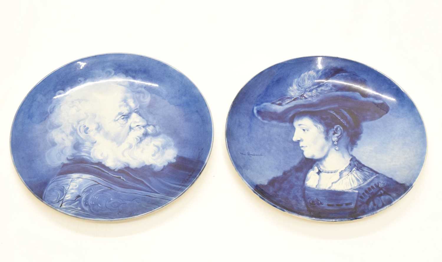 Lot 460 - Pair of Delft portrait plates