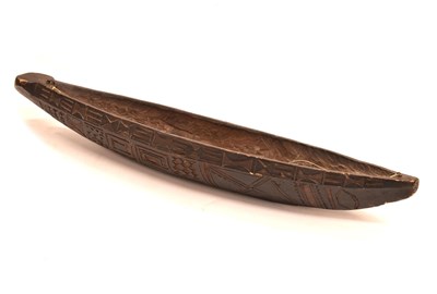 Lot 333 - Ethnographica - Carved softwood canoe-shaped food bowl