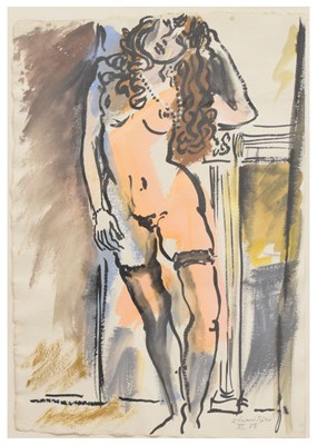 Lot 606 - Edward Piper (1938-1990) - Watercolour - Female nude study