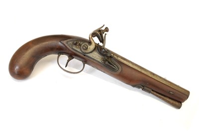 Lot 367 - 16 bore English full stocked flintlock officers pistol circa 1790 by Tayler & Mander