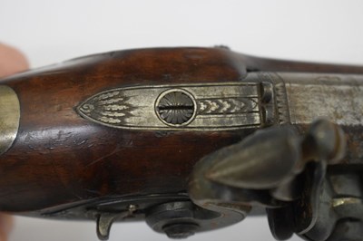 Lot 367 - 16 bore English full stocked flintlock officers pistol circa 1790 by Tayler & Mander