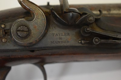 Lot 367 - 16 bore English full stocked flintlock officers pistol circa 1790 by Tayler & Mander