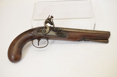 Lot 367 - 16 bore English full stocked flintlock officers pistol circa 1790 by Tayler & Mander