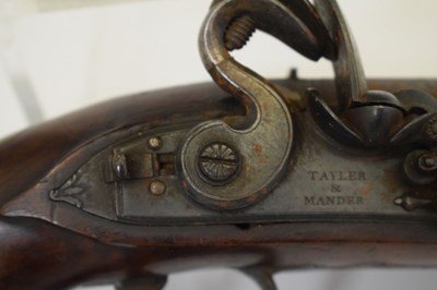 Lot 367 - 16 bore English full stocked flintlock officers pistol circa 1790 by Tayler & Mander