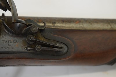 Lot 367 - 16 bore English full stocked flintlock officers pistol circa 1790 by Tayler & Mander