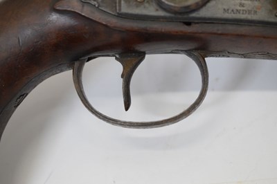 Lot 367 - 16 bore English full stocked flintlock officers pistol circa 1790 by Tayler & Mander