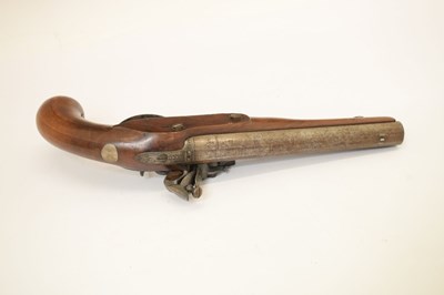 Lot 367 - 16 bore English full stocked flintlock officers pistol circa 1790 by Tayler & Mander