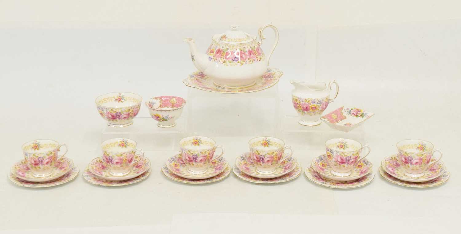 Lot 473 - Royal Albert 'Serena' pattern six person tea set