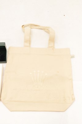 Lot 162 - Rolex - Gilt metal retractable ballpoint pen, pair of dealers gloved and tote bag
