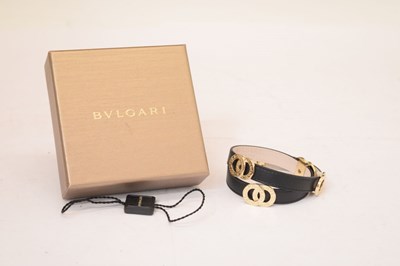 Lot 104 - Bulgari - Black leather coiled bracelet