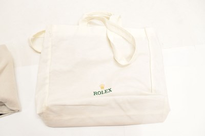 Lot 87 - Rolex - Large grey car/picnic blanket, together with a tote bag