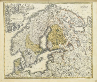 Lot 517 - Matthias Seutter - 18th Century engraved map of Scandinavia