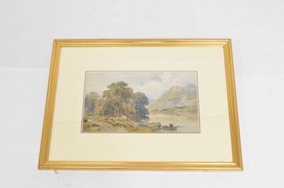 Lot 564 - Aaron Edwin Penley (1806-1870) - Watercolour - Loch scene with figure in a fishing boat