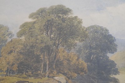 Lot 564 - Aaron Edwin Penley (1806-1870) - Watercolour - Loch scene with figure in a fishing boat