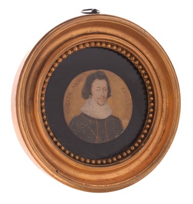 Lot 515 - 17th century-style portrait miniature, probably of James I