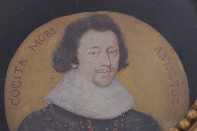 Lot 515 - 17th century-style portrait miniature, probably of James I