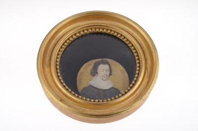 Lot 515 - 17th century-style portrait miniature, probably of James I