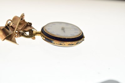 Lot 97 - 18ct fob watch on 9ct bow