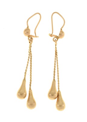 Lot 119 - Pair of yellow metal tassel drop earrings