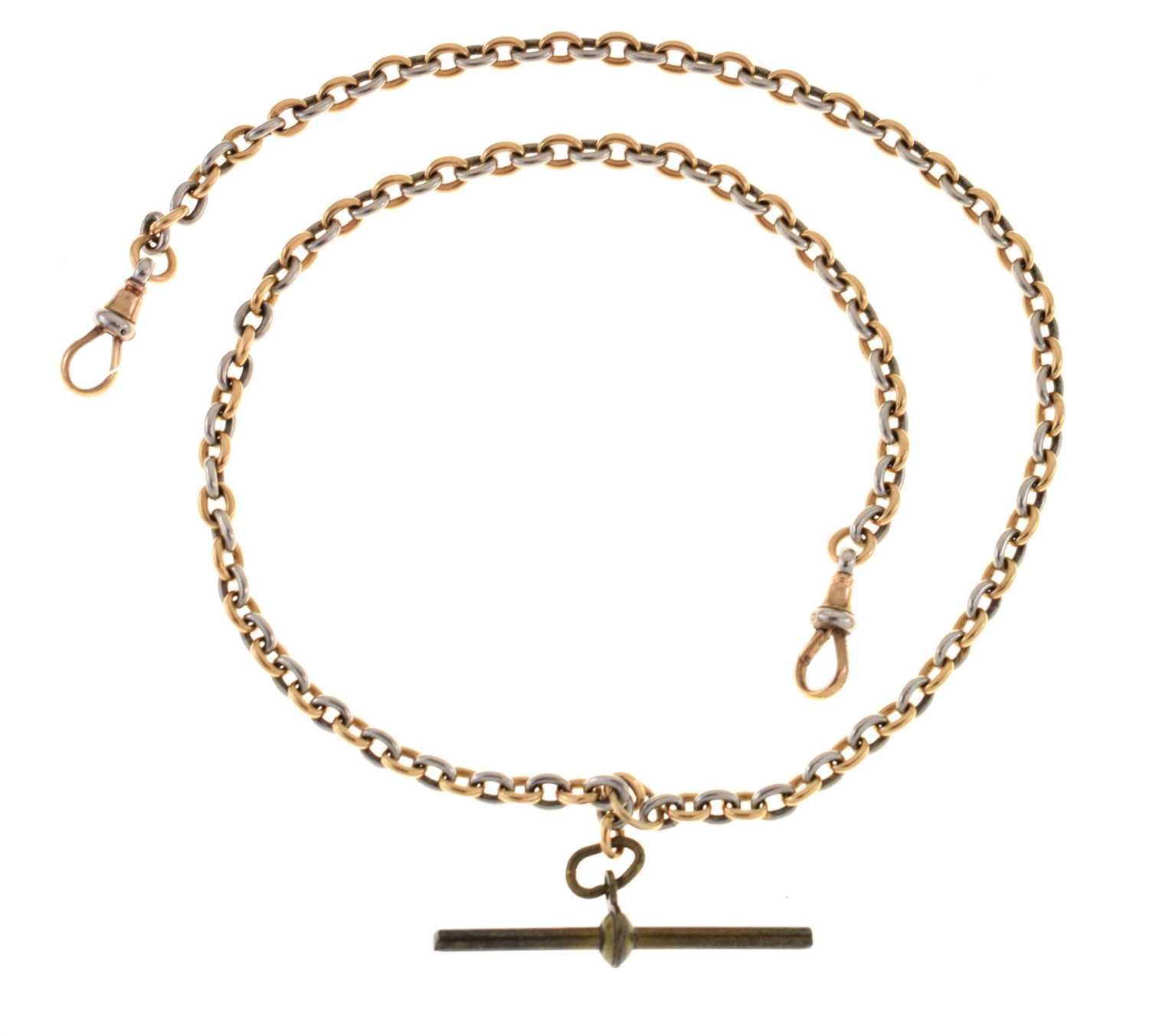 Lot 77 - Two-colour gold watch chain