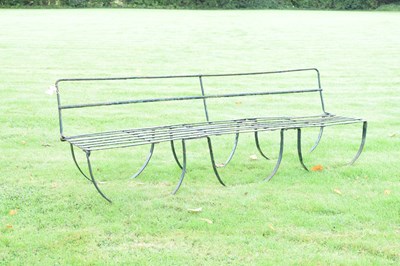 Lot 740 - Metal three-seater slatted garden bench