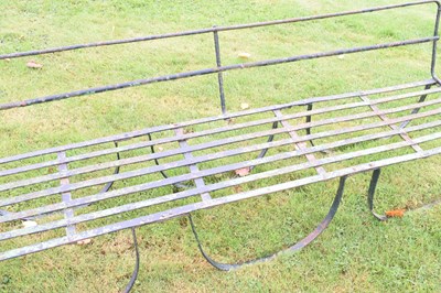 Lot 740 - Metal three-seater slatted garden bench