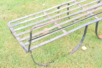 Lot 740 - Metal three-seater slatted garden bench