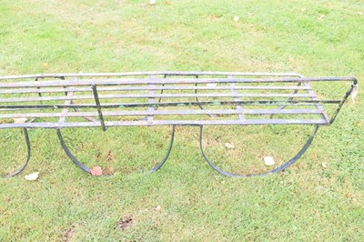 Lot 740 - Metal three-seater slatted garden bench