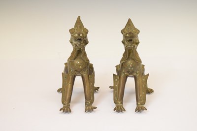 Lot 454 - Pair of antique Burmese bronze 'Chinthe' or temple lions