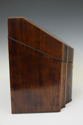Lot 287 - George III figured mahogany serpentine-fronted cutlery box