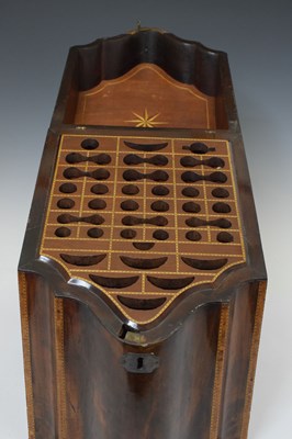 Lot 287 - George III figured mahogany serpentine-fronted cutlery box