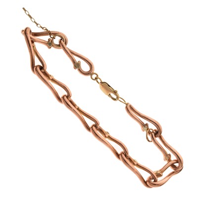 Lot 103 - Fancy link rose gold watch chain converted into a bracelet