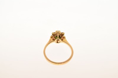 Lot 20 - 18ct gold dress ring set a faceted green stone