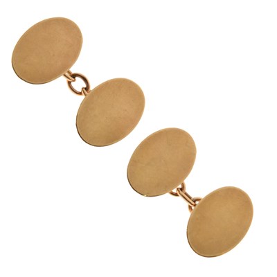 Lot 120 - Pair of 9ct gold oval cufflinks
