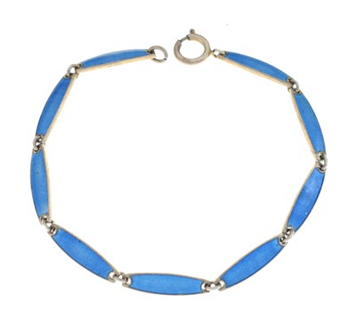 Lot 96 - Blue enamel panel bracelet
