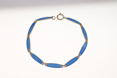 Lot 96 - Blue enamel panel bracelet